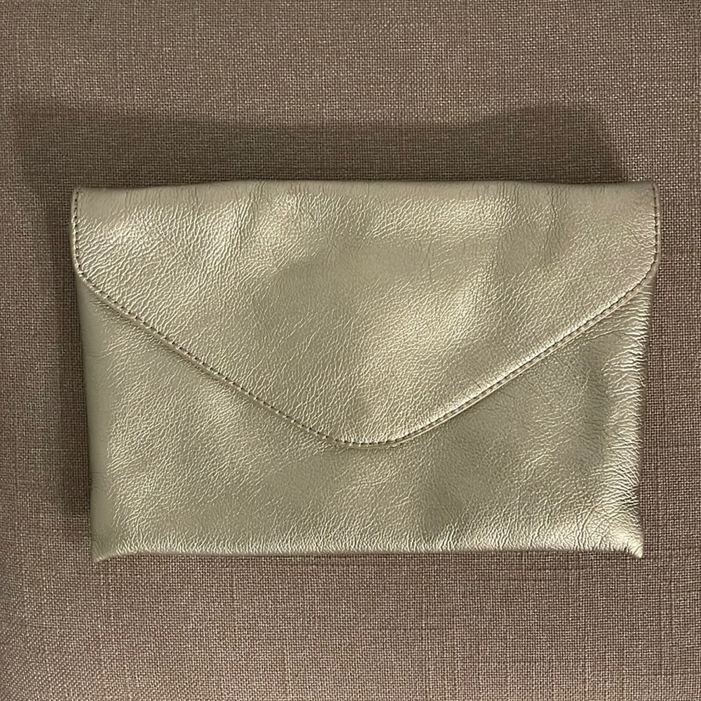 J. Crew Metallic Gold Envelope Chain Link Clutch